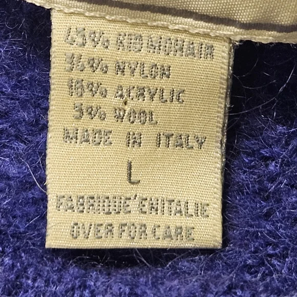 Vintage Express tricot Kid Mohair,Wool blend crop knit blouse size L - Picture 8 of 8